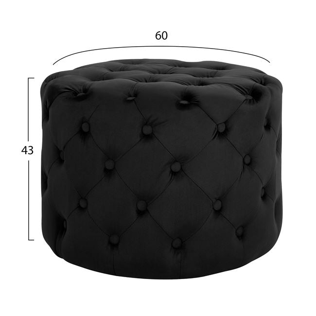 ΣΚΑΜΠΟ KASSIE ΜΑΥΡΟ ΒΕΛΟΥΔΟ ΤΥΠΟΥ CHESTERFIELD HM8406.04 Φ60x43Υ εκ. - Pakobazaar