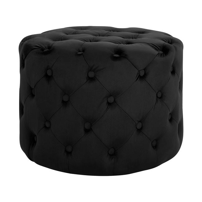 ΣΚΑΜΠΟ KASSIE ΜΑΥΡΟ ΒΕΛΟΥΔΟ ΤΥΠΟΥ CHESTERFIELD HM8406.04 Φ60x43Υ εκ. - Pakobazaar