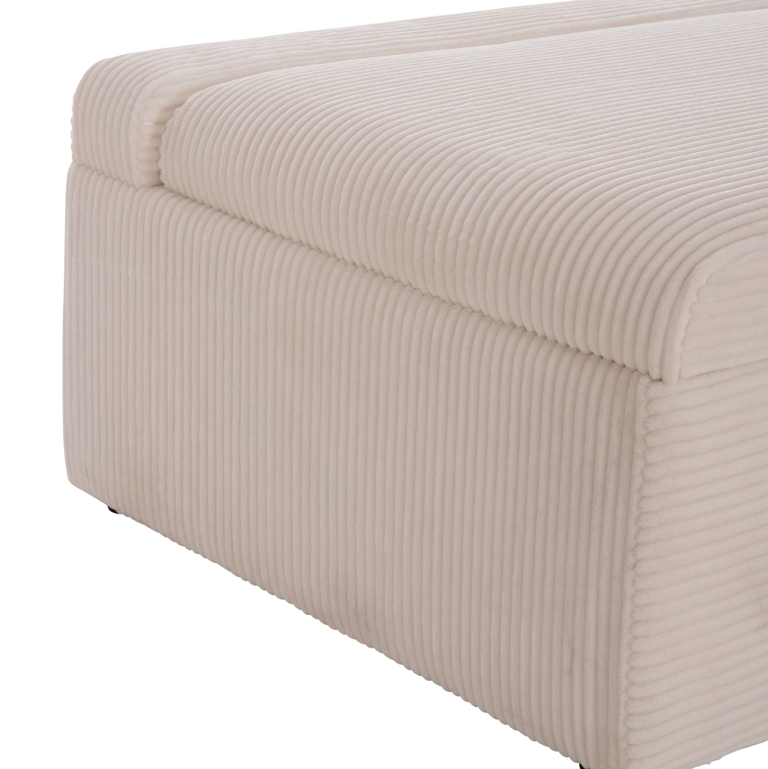 ΣΚΑΜΠΟ ΜΕ ΑΝΑΔΙΠΛΟΥΜΕΝΟ ΡΑΝΤΖΟ & ΣΤΡΩΜΑ INGE HM3343.42 ΜΠΕΖ ΚΟΤΛΕ ΥΦΑΣΜΑ 118x74x42Υ - Pakobazaar