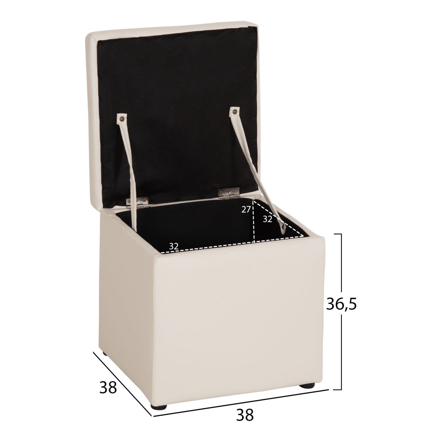 ΣΚΑΜΠΟ PRO CUBE HM224.02 PU ΜΕ ΑΠΟΘΗΚΕΥΤΙΚΟ ΧΩΡΟ- ΛΕΥΚΟ 38x38x36,5Υεκ. - Pakobazaar