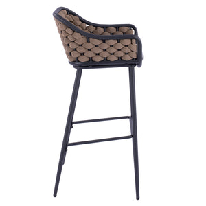 ΣΚΑΜΠΟ KADE ΜΕ ΜΕΤΑΛΛΙΚΟ ΣΚΕΛΕΤΟ ΚΑΙ ΜΠΕΖ WICKER ΣΧΟΙΝΙ HM5715 54x54x103 εκ. - Pakobazaar