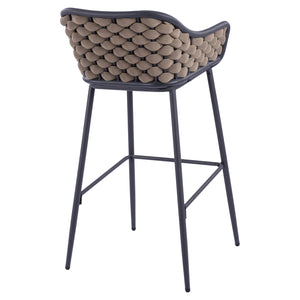ΣΚΑΜΠΟ KADE ΜΕ ΜΕΤΑΛΛΙΚΟ ΣΚΕΛΕΤΟ ΚΑΙ ΜΠΕΖ WICKER ΣΧΟΙΝΙ HM5715 54x54x103 εκ. - Pakobazaar