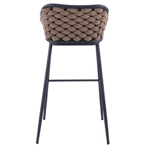ΣΚΑΜΠΟ KADE ΜΕ ΜΕΤΑΛΛΙΚΟ ΣΚΕΛΕΤΟ ΚΑΙ ΜΠΕΖ WICKER ΣΧΟΙΝΙ HM5715 54x54x103 εκ. - Pakobazaar