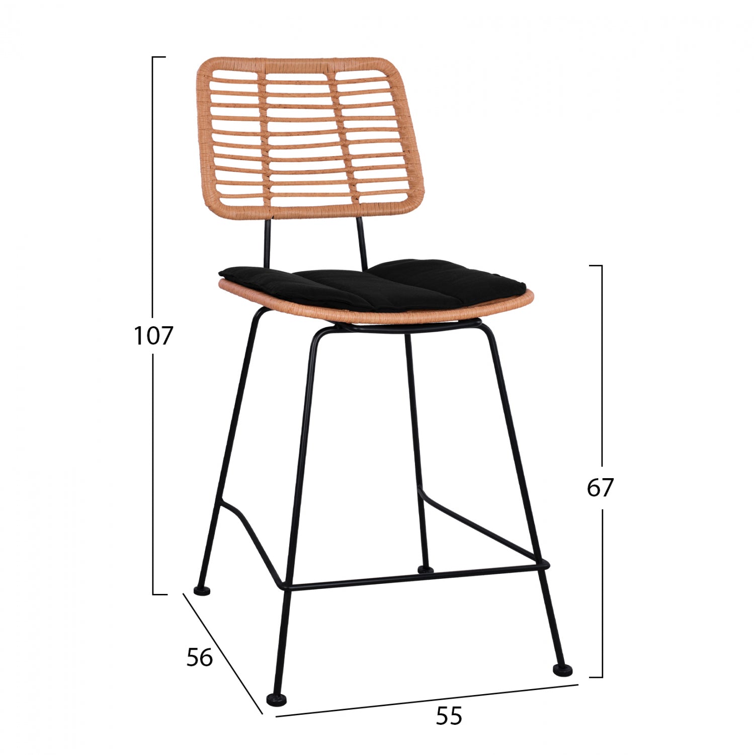 ΣΚΑΜΠΟ ΜΕΣΑΙΟΥ ΥΨΟΥΣ ALLEGRA HM5644 ΜΕΤΑΛΛΙΚΟ ΜΕ WICKER ΣΕ ΜΠΕΖ ΑΠΟΧΡΩΣΗ 55x56x107 εκ. - Pakobazaar