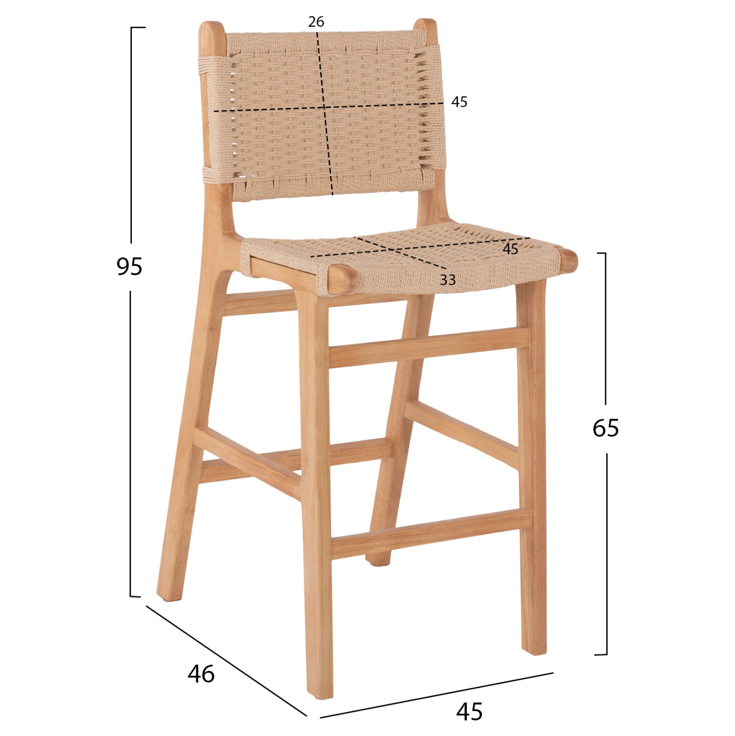 ΣΚΑΜΠΟ ΜΕΣΑΙΟΥ ΥΨΟΥΣ HM9332.01 RUBBERWOOD & ΣΧΟΙΝΙ- ΦΥΣΙΚΟ ΧΡΩΜΑ 45x46x95Υεκ. - Pakobazaar