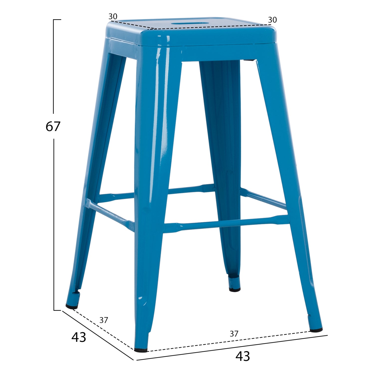 ΣΚΑΜΠΟ ΜΕΣΑΙΟΥ ΥΨΟΥΣ ΜΕΤΑΛΛΙΚΟ MELITA-PRO HM8573.48 ΜΠΛΕ 43x43x67Υεκ. - Pakobazaar