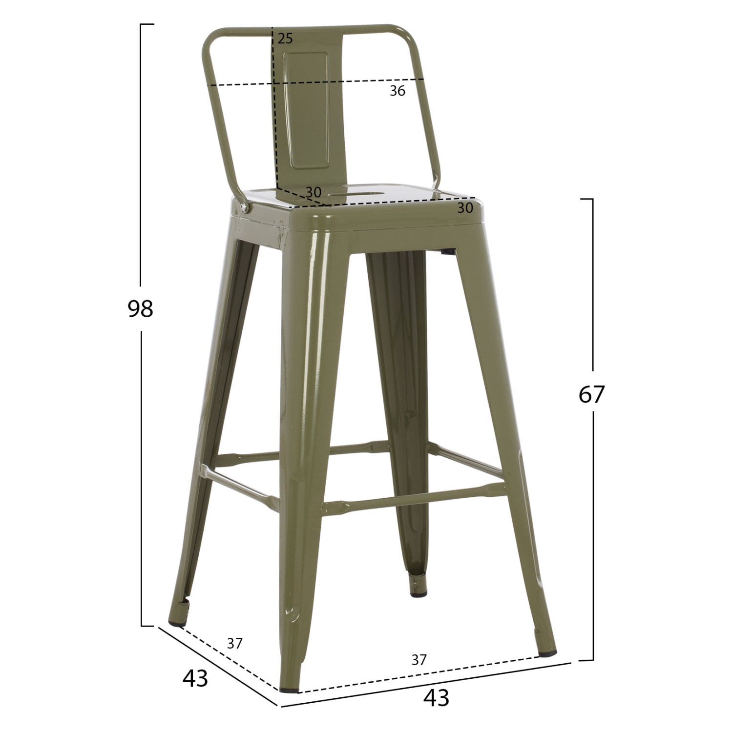 ΣΚΑΜΠΟ ΜΕΣΑΙΟΥ ΥΨΟΥΣ ΜΕΤΑΛΛΙΚΟ MELITA ΣΕ DARK OLIVE GREEN HM8574.03 42x42x98 cm. - Pakobazaar