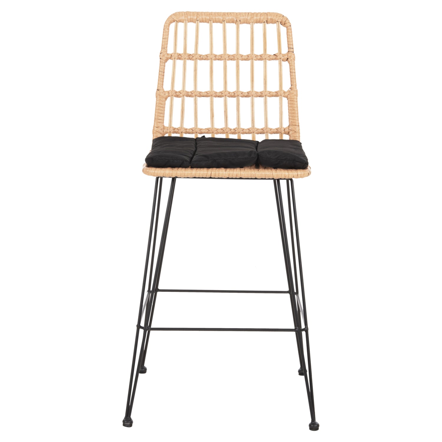 ΣΚΑΜΠΟ ΜΕΣ.ΥΨΟΥΣ ALLEGRA HM5643.11 ΜΕΤΑΛΛΟ&ΜΑΞΙΛΑΡΙ ΜΑΥΡΟ-WICKER ΜΠΕΖ 50x55x103Υεκ. - Pakobazaar