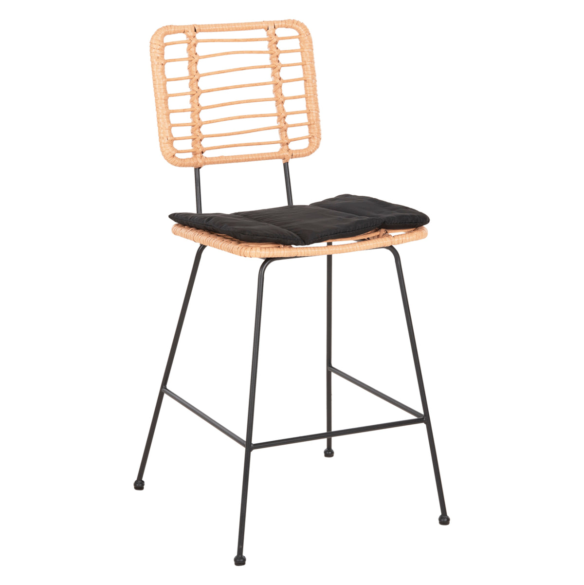 ΣΚΑΜΠΟ ΜΕΣ.ΥΨΟΥΣ ALLEGRA HM5644.11 ΜΕΤΑΛΛΟ&ΜΑΞΙΛΑΡΙ ΜΑΥΡΟ-WICKER ΜΠΕΖ 53x56x107Υεκ. - Pakobazaar