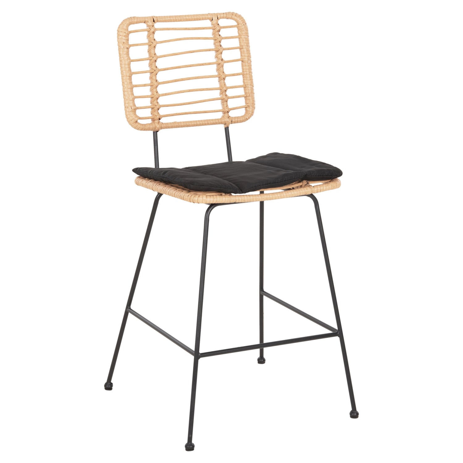 ΣΚΑΜΠΟ ΜΕΣ.ΥΨΟΥΣ ALLEGRA HM5644.11 ΜΕΤΑΛΛΟ&ΜΑΞΙΛΑΡΙ ΜΑΥΡΟ-WICKER ΜΠΕΖ 53x56x107Υεκ. - Pakobazaar