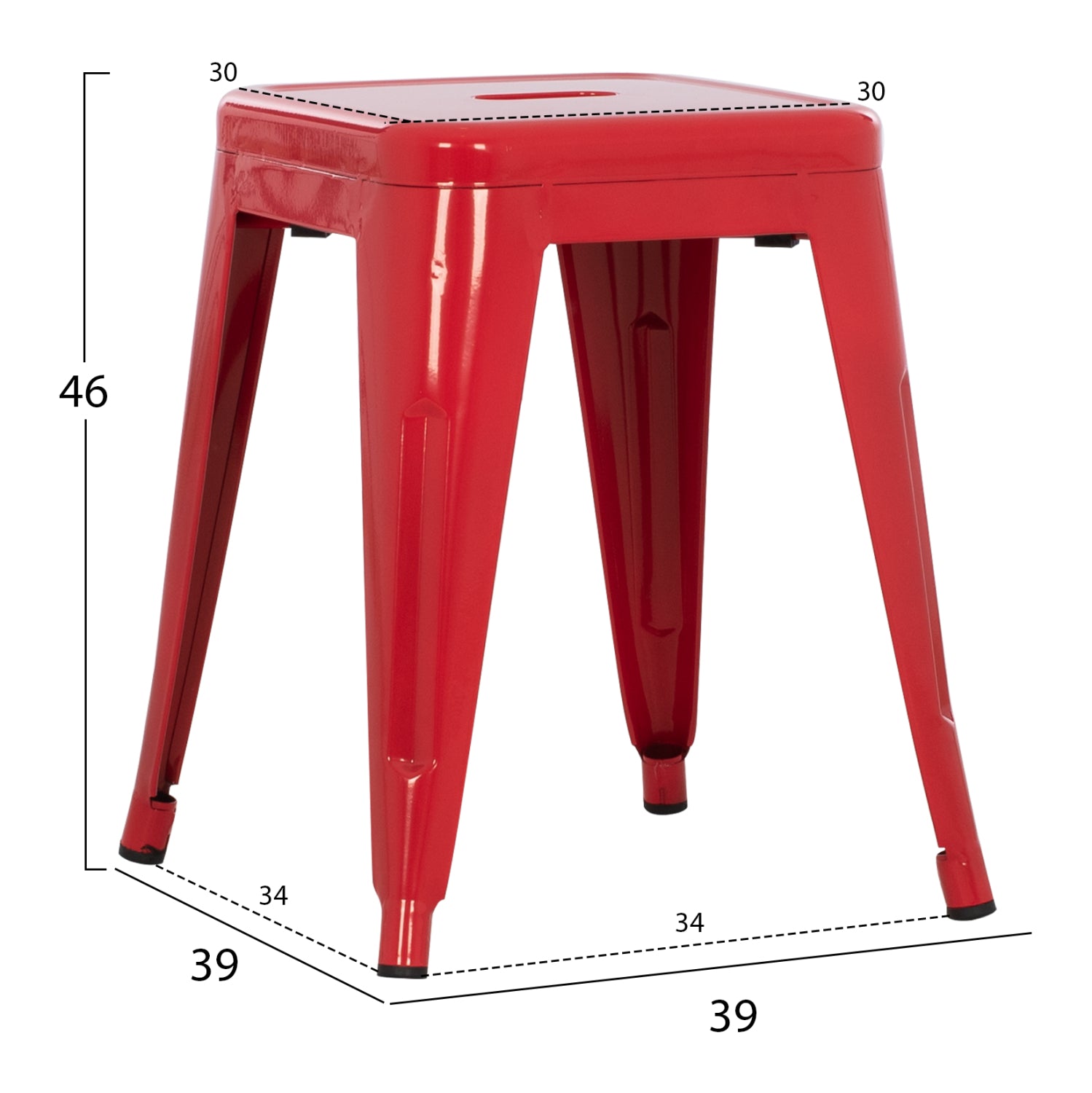 ΣΚΑΜΠΟ ΜΕΤΑΛΛΙΚΟ MELITA HM0096.44 ΣΕ ΚΟΚΚΙΝΟ ΧΡΩΜΑ 37x37x45Υεκ. - Pakobazaar