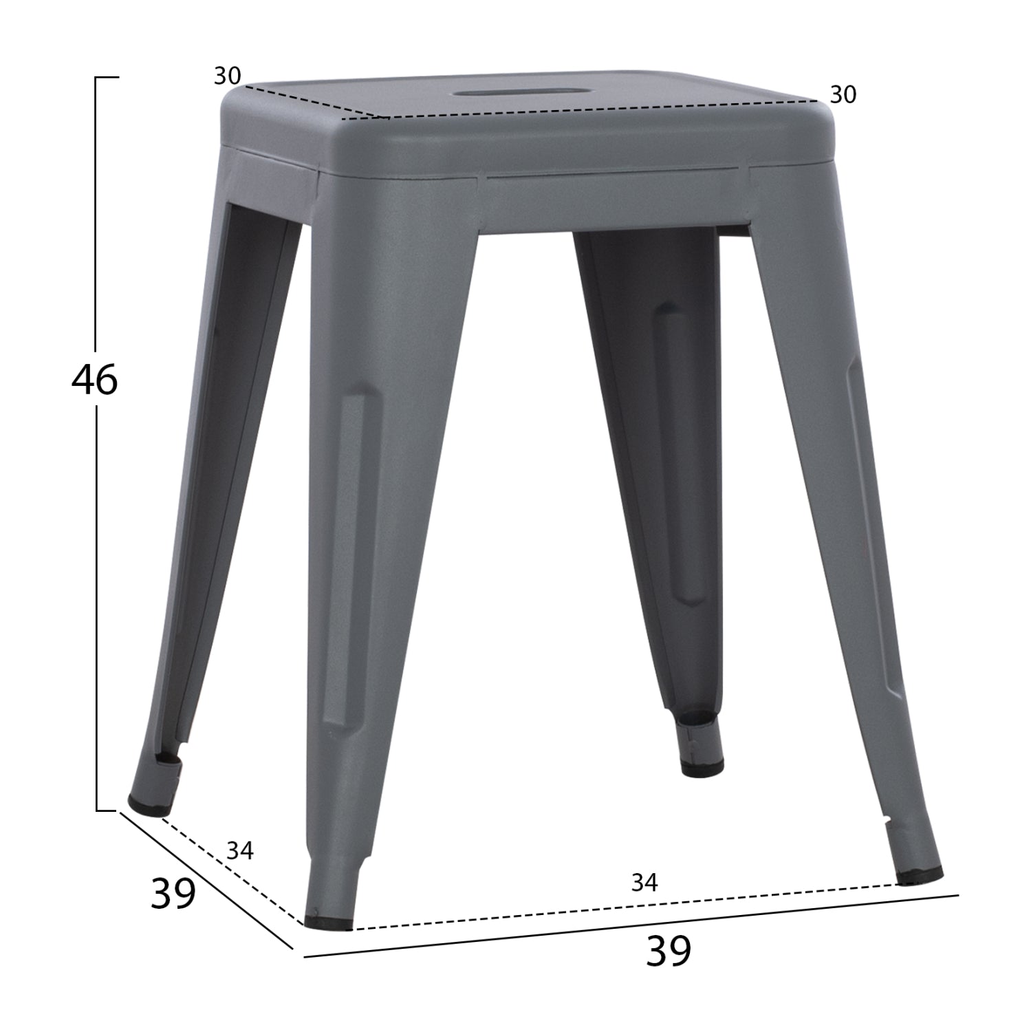 ΣΚΑΜΠΟ ΜΕΤΑΛΛΙΚΟ MELITA HM0096.50 ΣΕ ΓΚΡΙ ΜΑΤ ΧΡΩΜΑ 37x37x45Υεκ. - Pakobazaar
