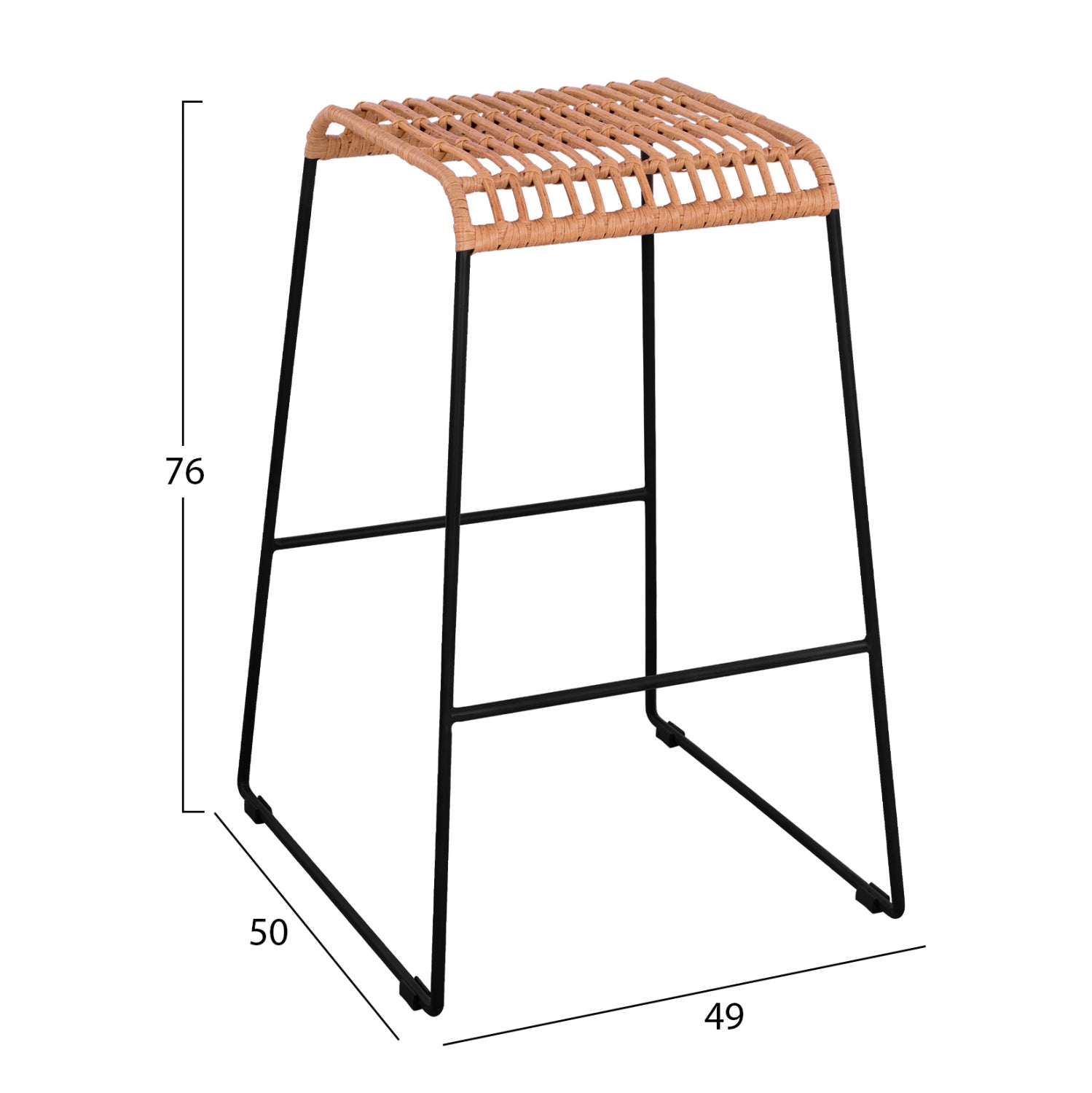 ΣΚΑΜΠΟ ΜΕΤΑΛΛΙΚΟ ALLEGRA HM5641 ΜΕ WICKER ΣΕ ΜΠΕΖ ΑΠΟΧΡΩΣΗ 49x50x76 εκ. - Pakobazaar