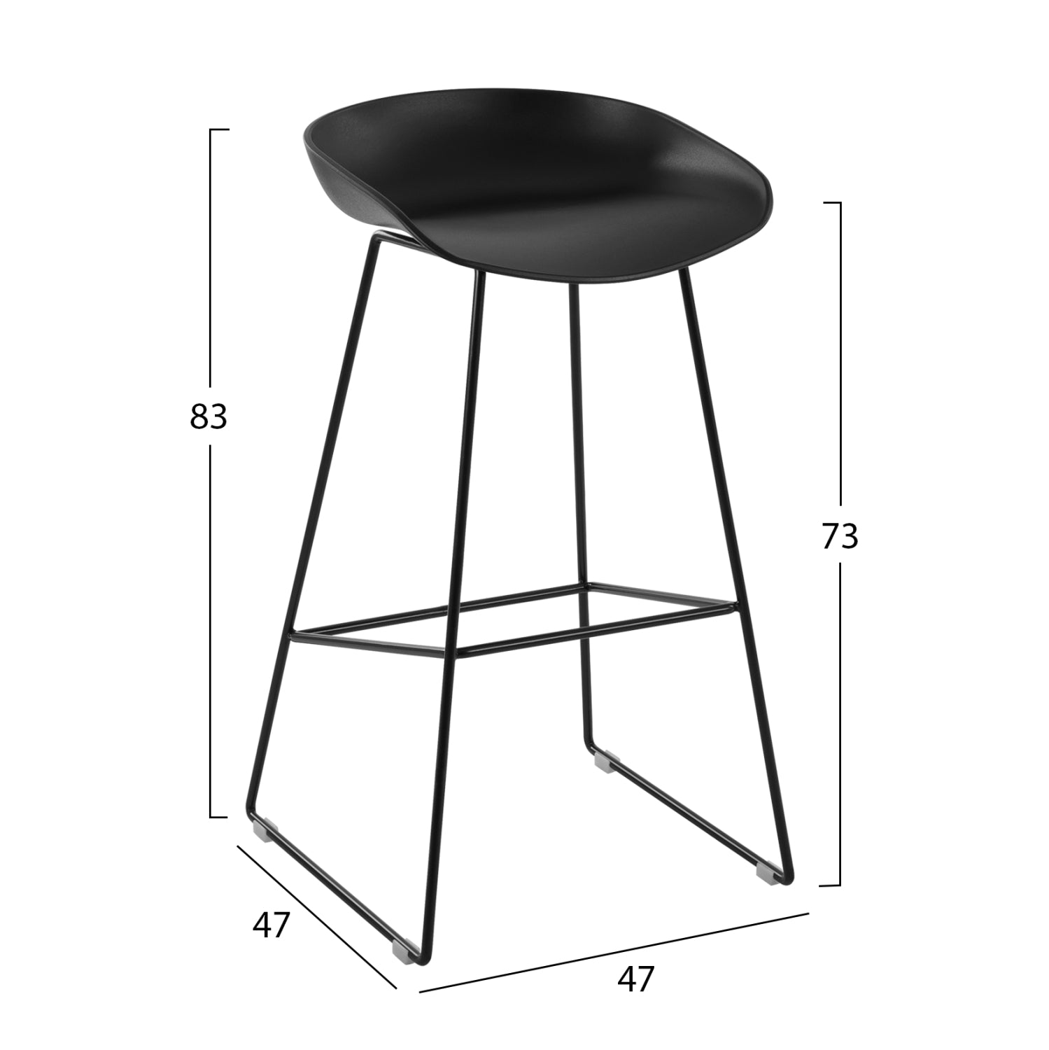 ΣΚΑΜΠΟ ΜΕΤΑΛΛΙΚΟ NAILA HM8450.02 ΜΕ ΚΑΘΙΣΜΑ PP ΜΑΥΡΟ 47x47x83 εκ. - Pakobazaar