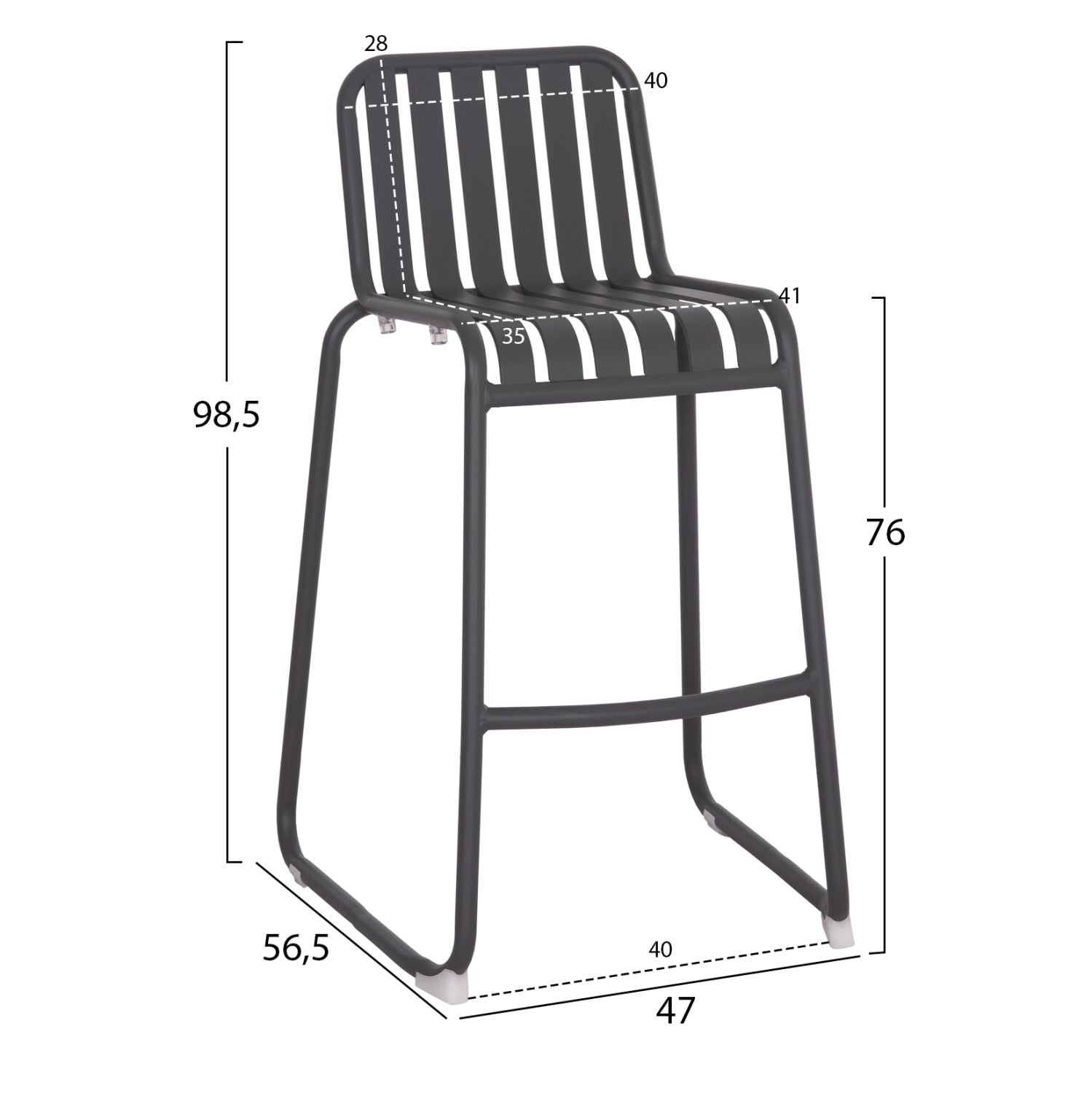 ΣΚΑΜΠΟ ΜΠΑΡ ΑΛΟΥΜΙΝΙΟΥ RACHEL HM6341.01 ΓΚΡΙ 47x56,5x98,5Υεκ. - Pakobazaar