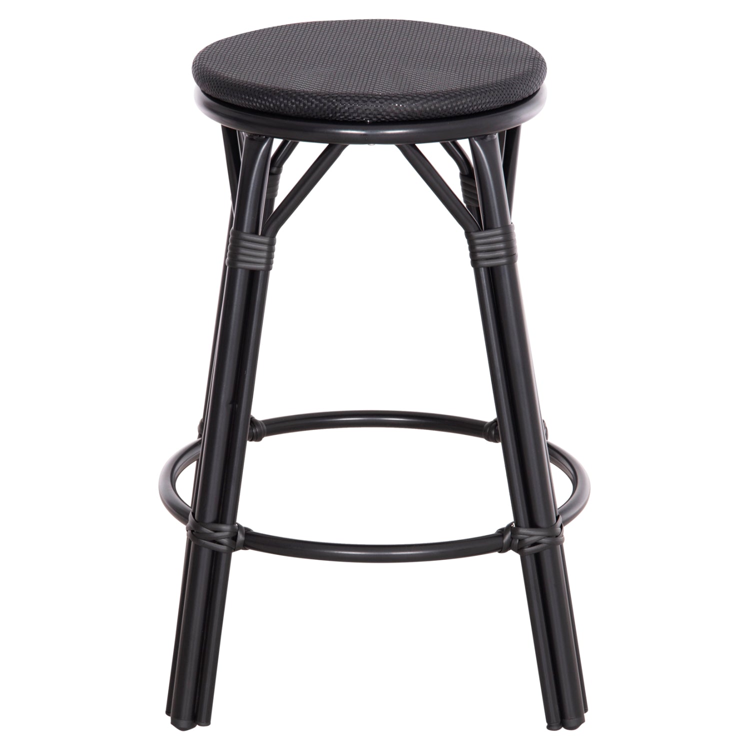 ΣΚΑΜΠΟ ΜΠΑΡ ΑΛΟΥΜΙΝΙΟΥ ΜΕΣΑΙΟΥ ΥΨΟΥΣ CHINO HM6286.02 BAMBOO LOOK & TEXTILENE ΜΑΥΡΟ 43x43x65Υεκ - Pakobazaar