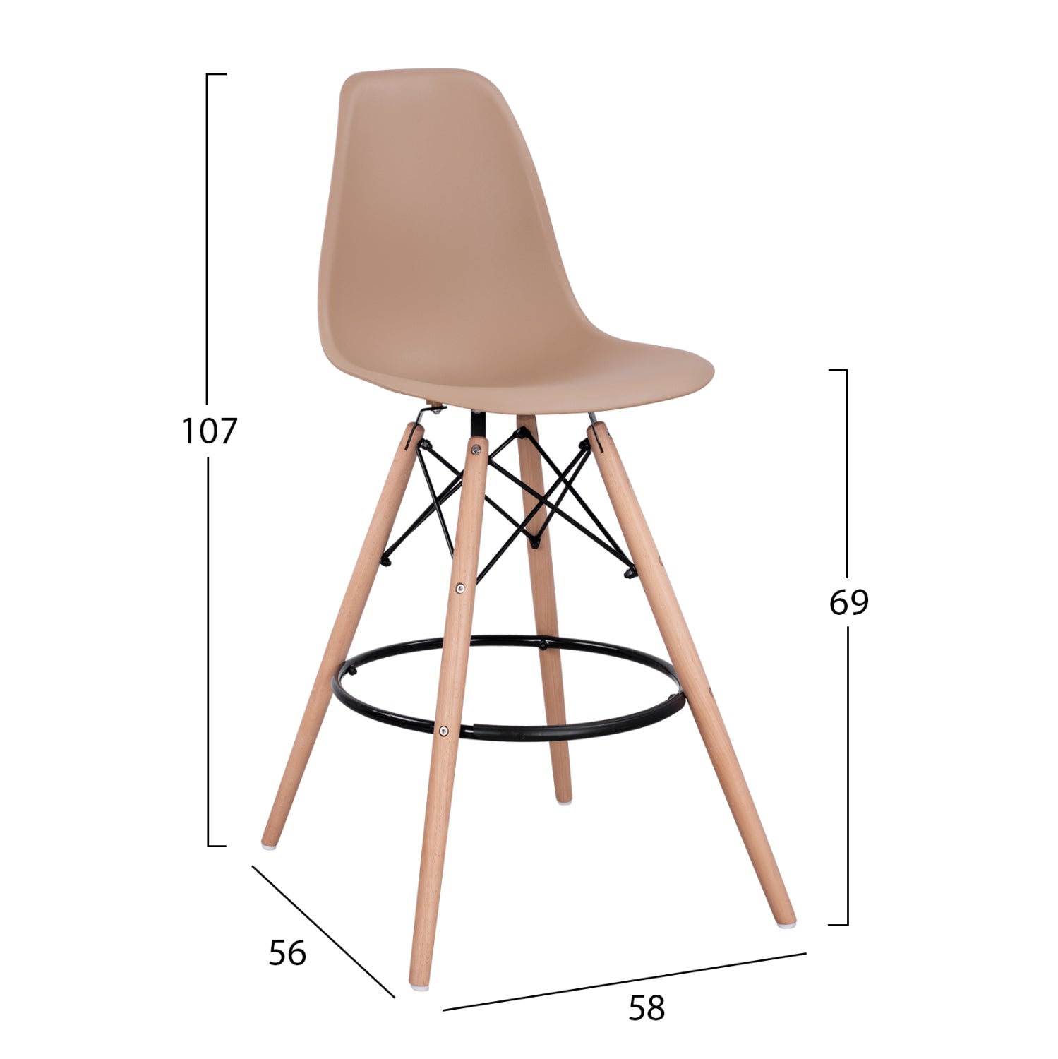 ΣΚΑΜΠΟ ΜΠΑΡ RENATA HM0173.45 ΚΑΠΟΥΤΣΙΝΟ 58x56x107Υ εκ. - Pakobazaar