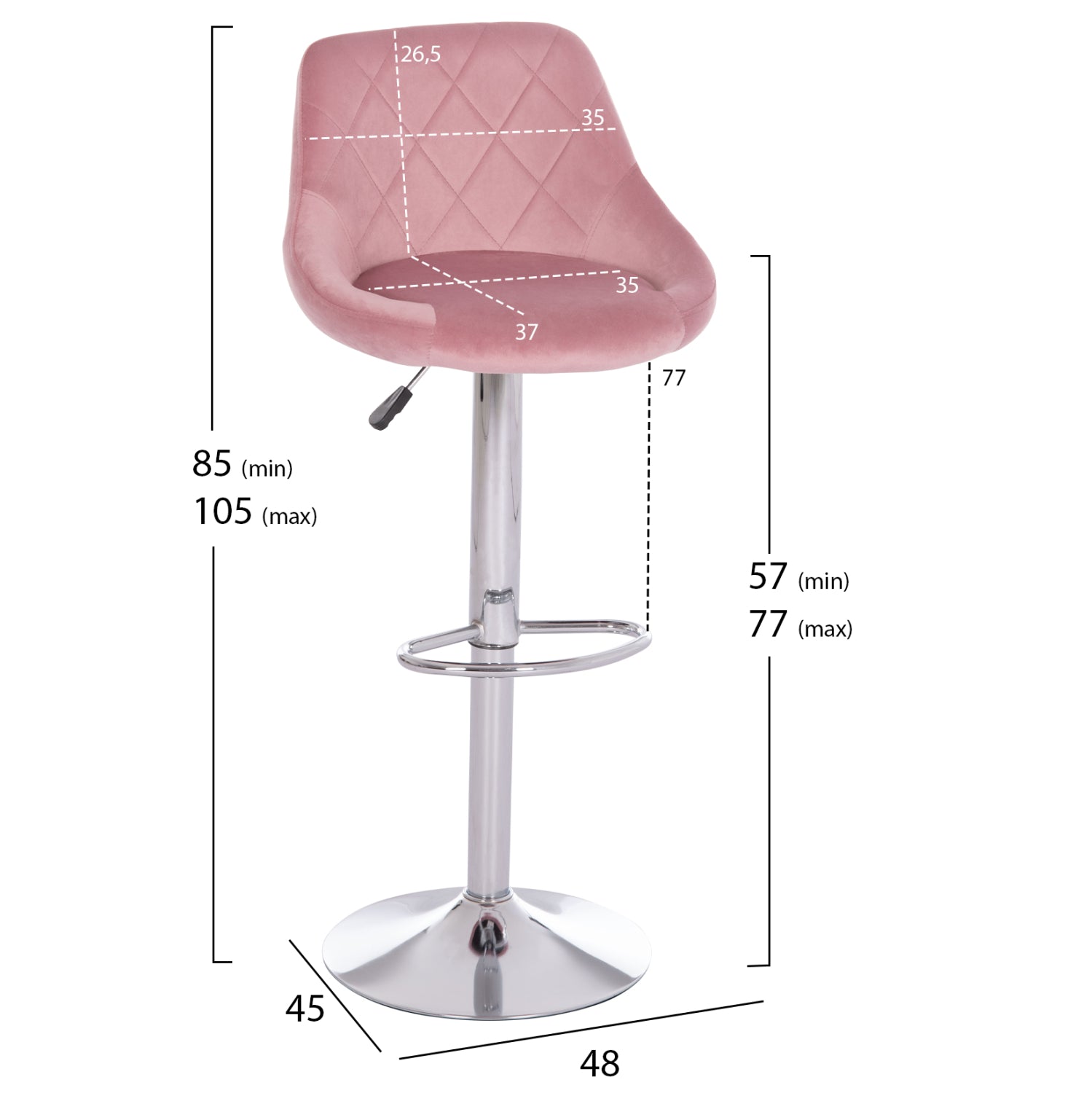 ΣΚΑΜΠΟ ΜΠΑΡ ROSE HM204.42 ΜΕ ΑΜΟΡΤΙΣΕΡ ΧΡΩΜΙΟΥ & ΣΑΠΙΟ ΜΗΛΟ ΒΕΛΟΥΔΟ 48x45x105Υεκ. - Pakobazaar