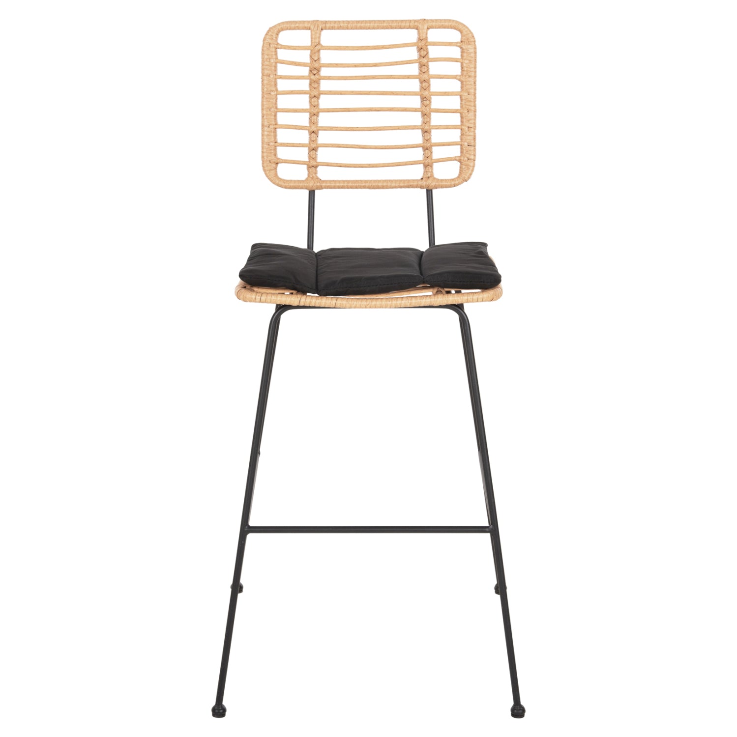 ΣΚΑΜΠΟ ΜΠΑΡ ALLEGRA HM5455.11 ΜΕΤΑΛΛΟ&ΜΑΞΙΛΑΡΙ ΜΑΥΡΟ-WICKER ΜΠΕΖ 56x59x116,5Υεκ. - Pakobazaar
