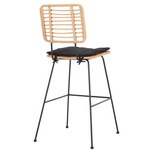 ΣΚΑΜΠΟ ΜΠΑΡ ALLEGRA HM5455.11 ΜΕΤΑΛΛΟ&ΜΑΞΙΛΑΡΙ ΜΑΥΡΟ-WICKER ΜΠΕΖ 56x59x116,5Υεκ. - Pakobazaar