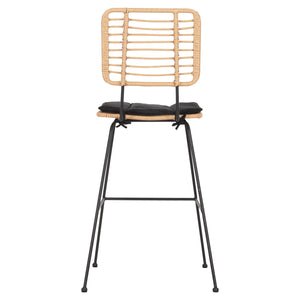 ΣΚΑΜΠΟ ΜΠΑΡ ALLEGRA HM5455.11 ΜΕΤΑΛΛΟ&ΜΑΞΙΛΑΡΙ ΜΑΥΡΟ-WICKER ΜΠΕΖ 56x59x116,5Υεκ. - Pakobazaar