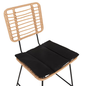 ΣΚΑΜΠΟ ΜΠΑΡ ALLEGRA HM5455.11 ΜΕΤΑΛΛΟ&ΜΑΞΙΛΑΡΙ ΜΑΥΡΟ-WICKER ΜΠΕΖ 56x59x116,5Υεκ. - Pakobazaar