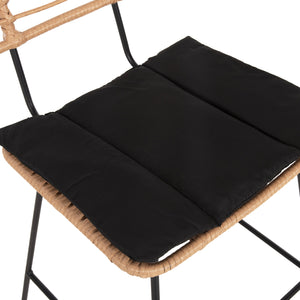 ΣΚΑΜΠΟ ΜΠΑΡ ALLEGRA HM5455.11 ΜΕΤΑΛΛΟ&ΜΑΞΙΛΑΡΙ ΜΑΥΡΟ-WICKER ΜΠΕΖ 56x59x116,5Υεκ. - Pakobazaar