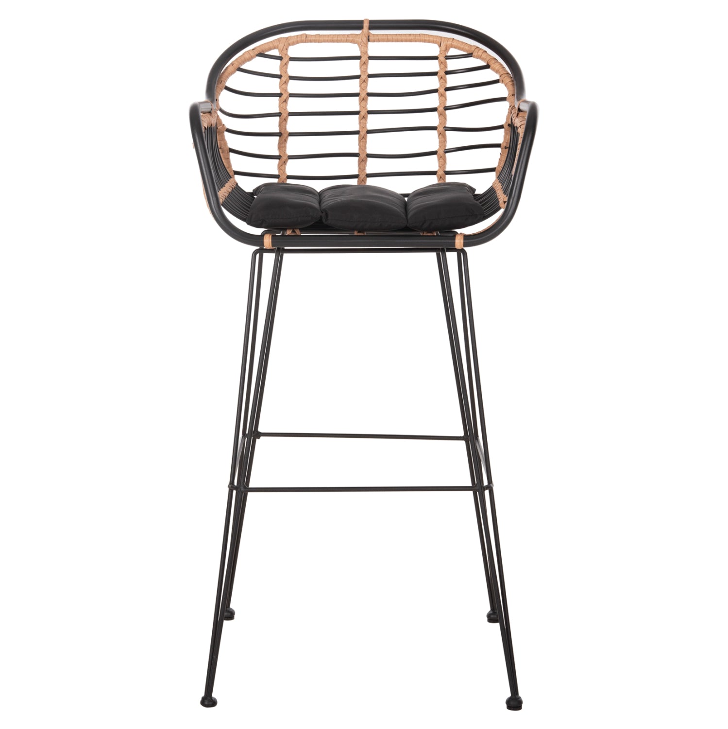 ΣΚΑΜΠΟ ΜΠΑΡ ALLEGRA HM5690.11 ΜΕΤΑΛΛΟ&ΜΑΞΙΛΑΡΙ ΜΑΥΡΟ-WICKER ΜΠΕΖ 55x54x108Υεκ. - Pakobazaar