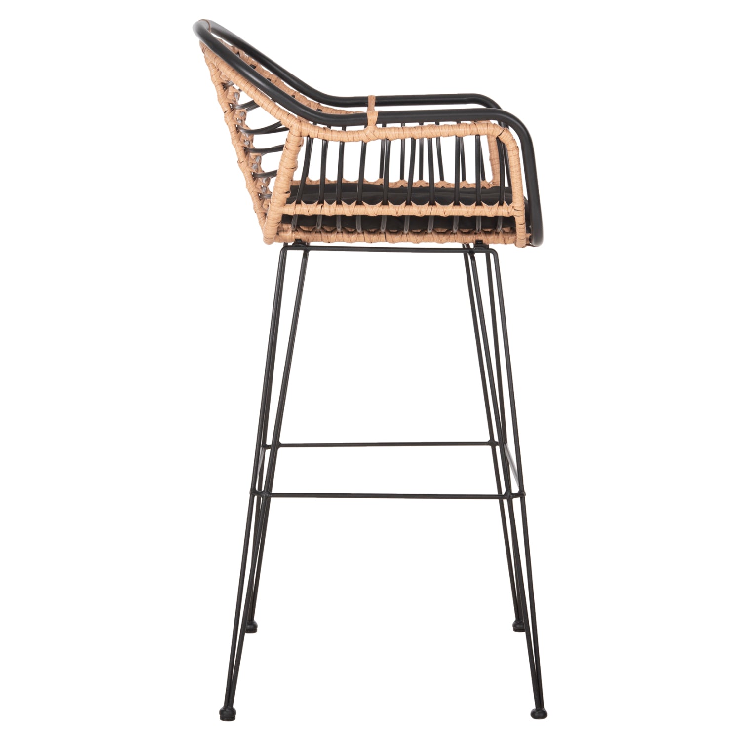 ΣΚΑΜΠΟ ΜΠΑΡ ALLEGRA HM5690.11 ΜΕΤΑΛΛΟ&ΜΑΞΙΛΑΡΙ ΜΑΥΡΟ-WICKER ΜΠΕΖ 55x54x108Υεκ. - Pakobazaar