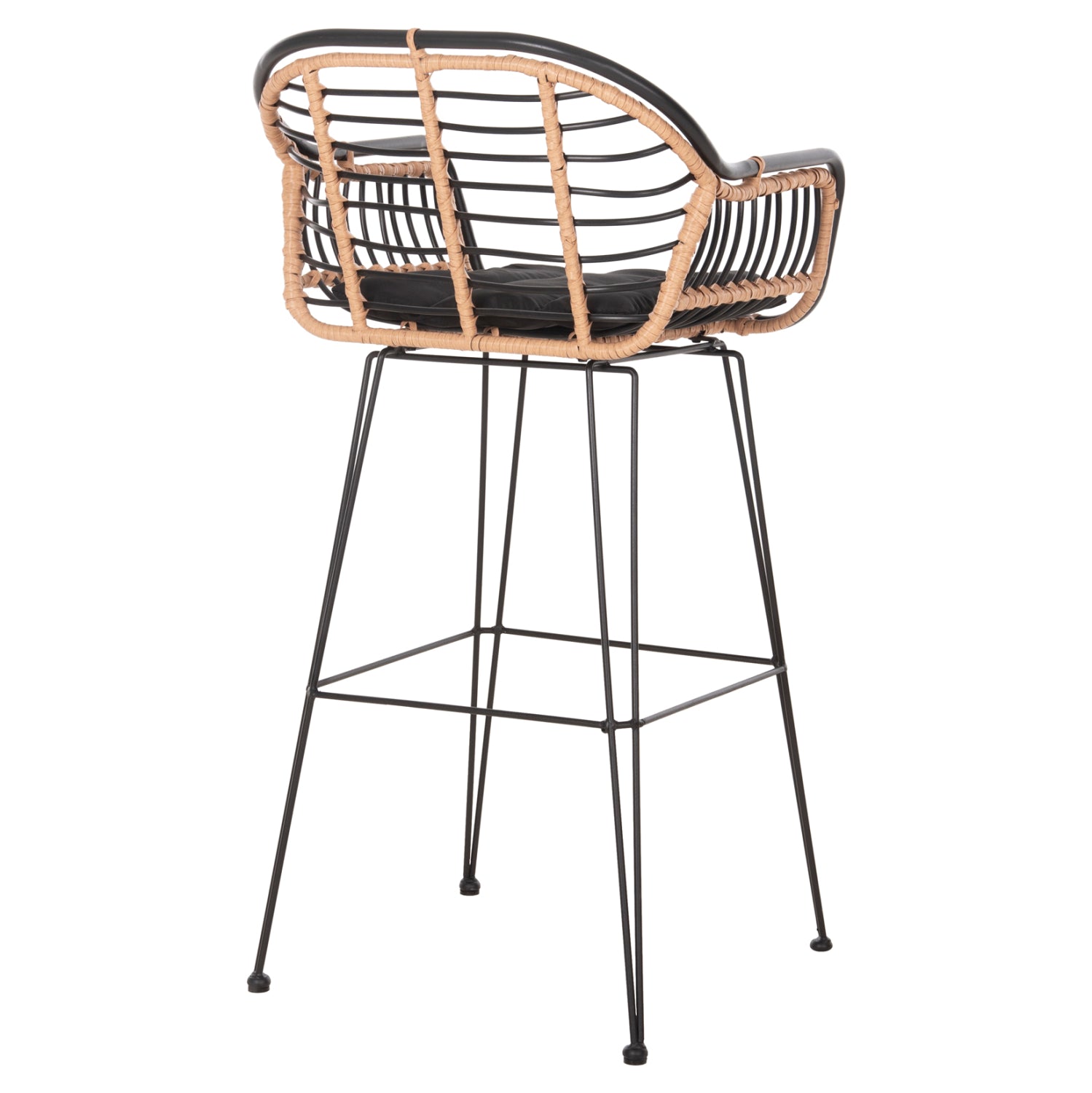 ΣΚΑΜΠΟ ΜΠΑΡ ALLEGRA HM5690.11 ΜΕΤΑΛΛΟ&ΜΑΞΙΛΑΡΙ ΜΑΥΡΟ-WICKER ΜΠΕΖ 55x54x108Υεκ. - Pakobazaar