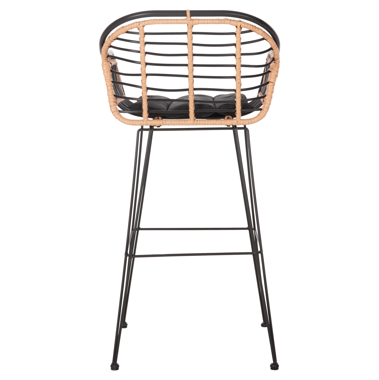 ΣΚΑΜΠΟ ΜΠΑΡ ALLEGRA HM5690.11 ΜΕΤΑΛΛΟ&ΜΑΞΙΛΑΡΙ ΜΑΥΡΟ-WICKER ΜΠΕΖ 55x54x108Υεκ. - Pakobazaar