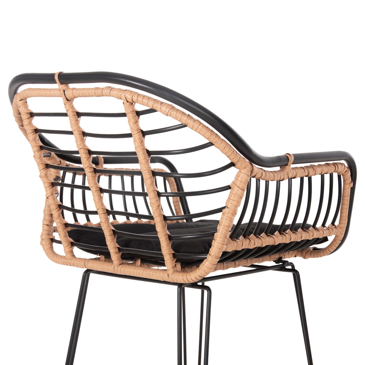 ΣΚΑΜΠΟ ΜΠΑΡ ALLEGRA HM5690.11 ΜΕΤΑΛΛΟ&ΜΑΞΙΛΑΡΙ ΜΑΥΡΟ-WICKER ΜΠΕΖ 55x54x108Υεκ. - Pakobazaar