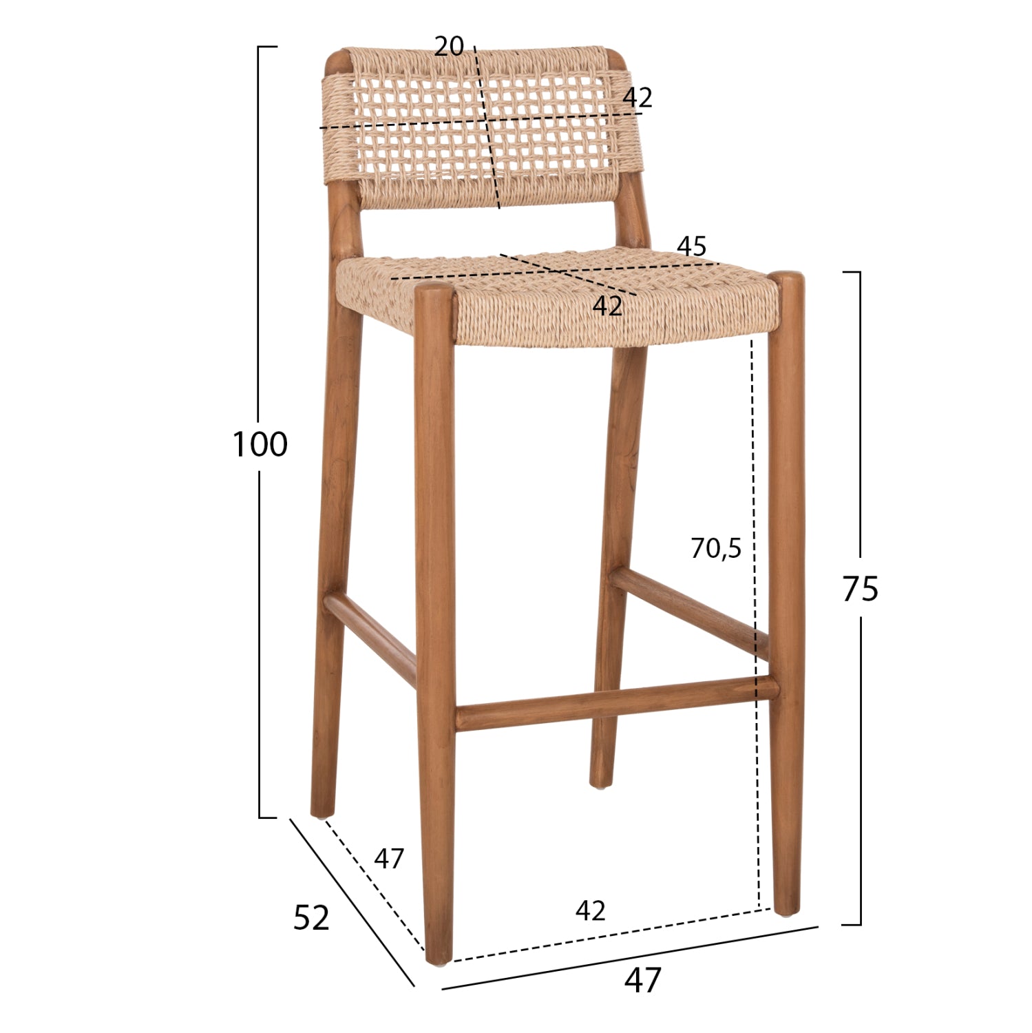 ΣΚΑΜΠΟ ΜΠΑΡ ROSCO HM6134 ΞΥΛΟ ΤΕΑΚ ΦΥΣΙΚΟ & ΣΧΟΙΝΙ VIRO ΜΠΕΖ 47x52x100Υεκ - Pakobazaar