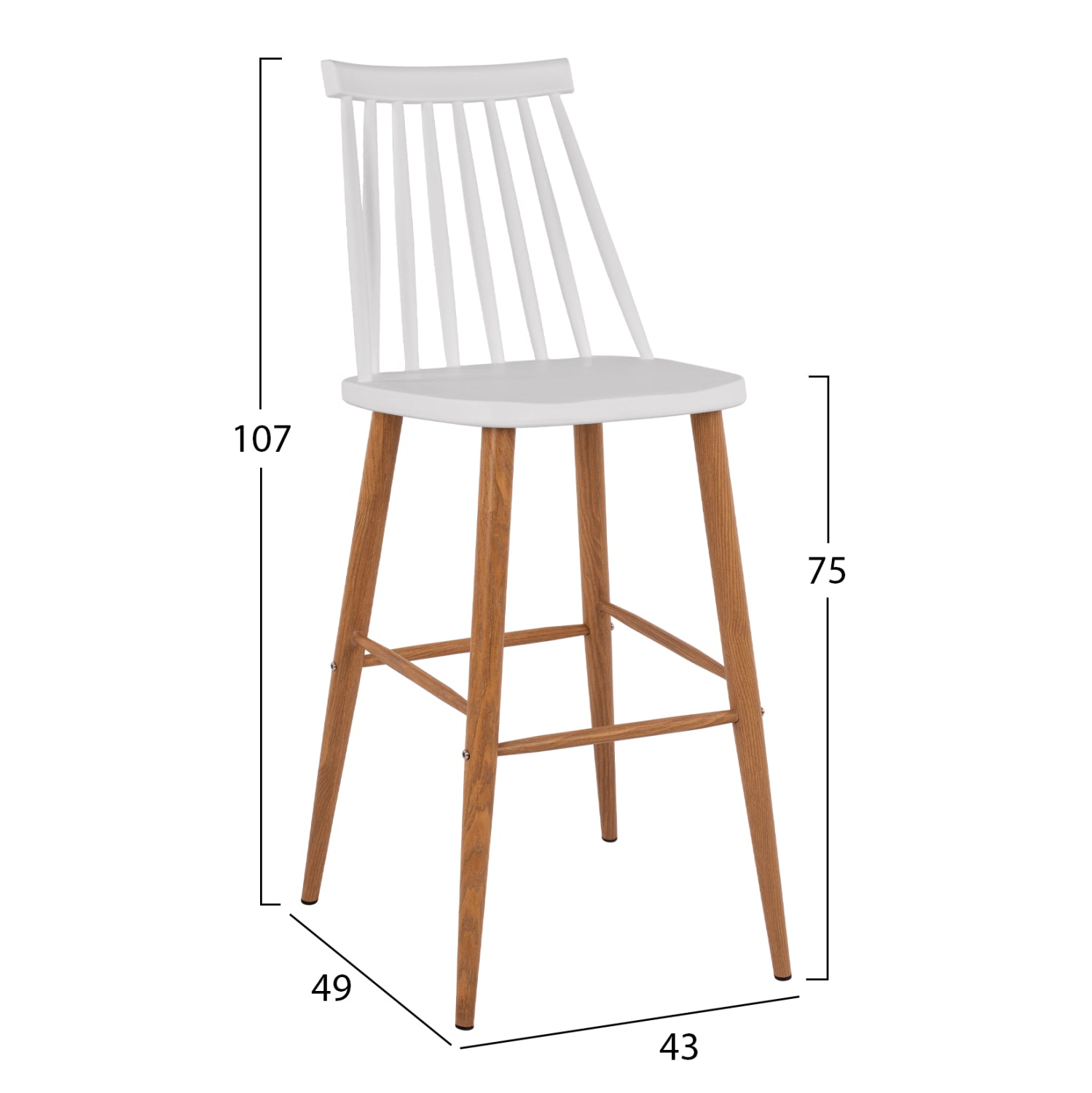ΣΚΑΜΠΟ ΜΠΑΡ HM8459.01 VANESSA ΣΕ ΛΕΥΚΟ ΧΡΩΜΑ 43x49x107 εκ. - Pakobazaar