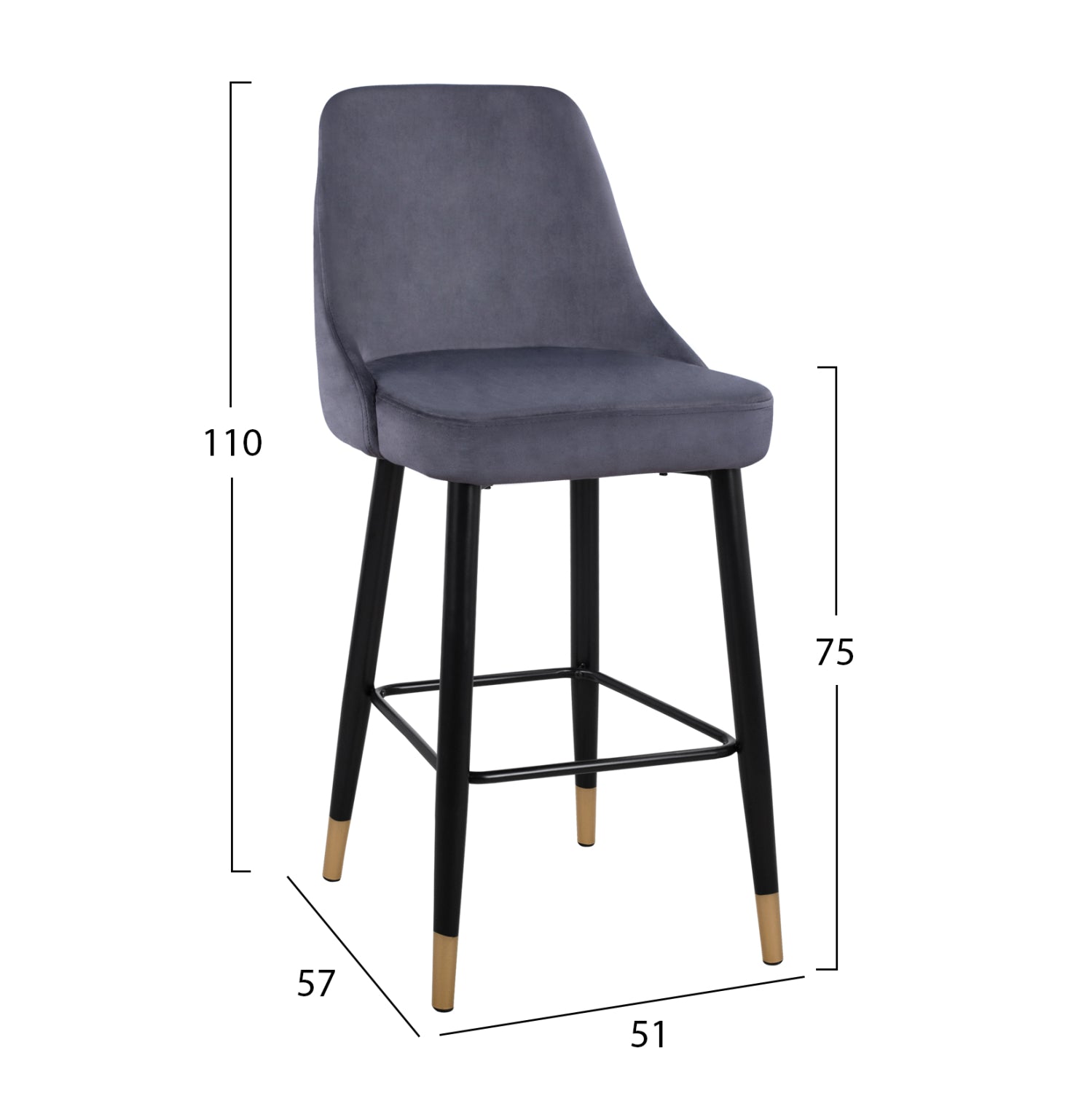 ΣΚΑΜΠΟ ΜΠΑΡ SERENITY HM8519.01 ΑΠΟ ΒΕΛΟΥΔΟ ΓΚΡΙ ΜΕ ΜΕΤΑΛΛΙΚΟ ΣΚΕΛΕΤΟ 51Χ57Χ110Υ εκ. - Pakobazaar