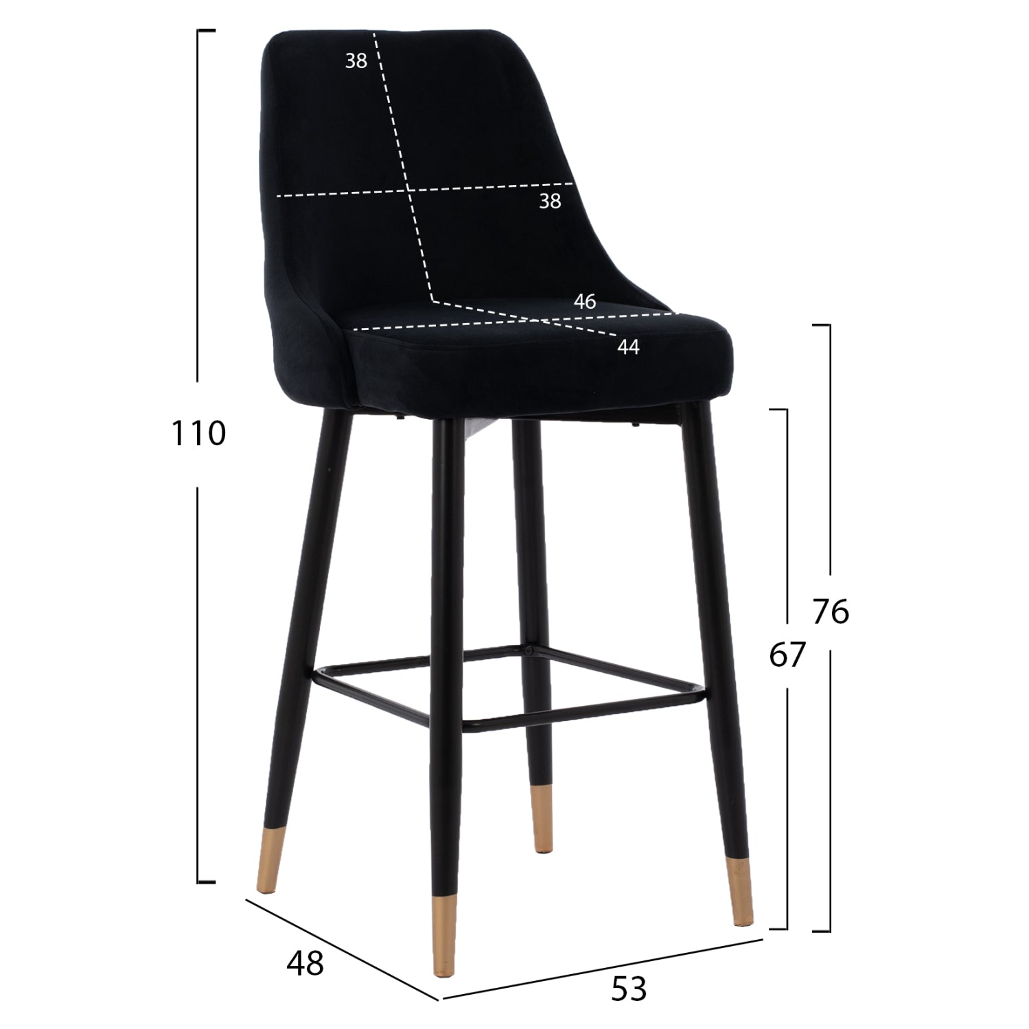 ΣΚΑΜΠΟ ΜΠΑΡ SERENITY HM8519.04 ΒΕΛΟΥΔΟ ΜΑΥΡΟ ΜΕ ΜΕΤΑΛΛΙΚΟ ΣΚΕΛΕΤΟ 53x48x110 εκ. - Pakobazaar