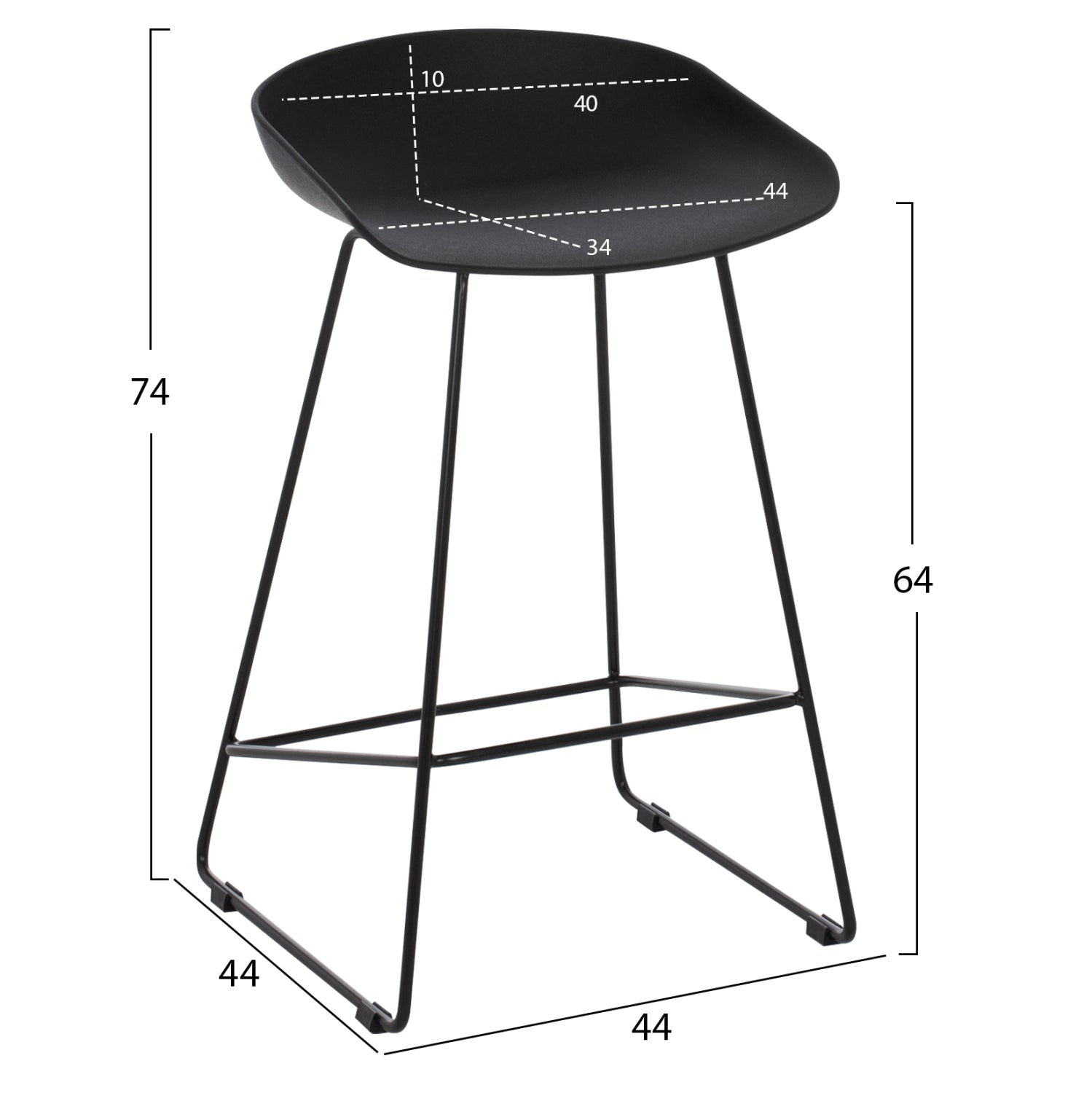 ΣΚΑΜΠΟ ΜΠΑΡ NAILA HM9299.02 ΜΑΥΡΟ ΜΕΣΑΙΟΥ ΥΨΟΥΣ 44x44x74Yεκ. - Pakobazaar