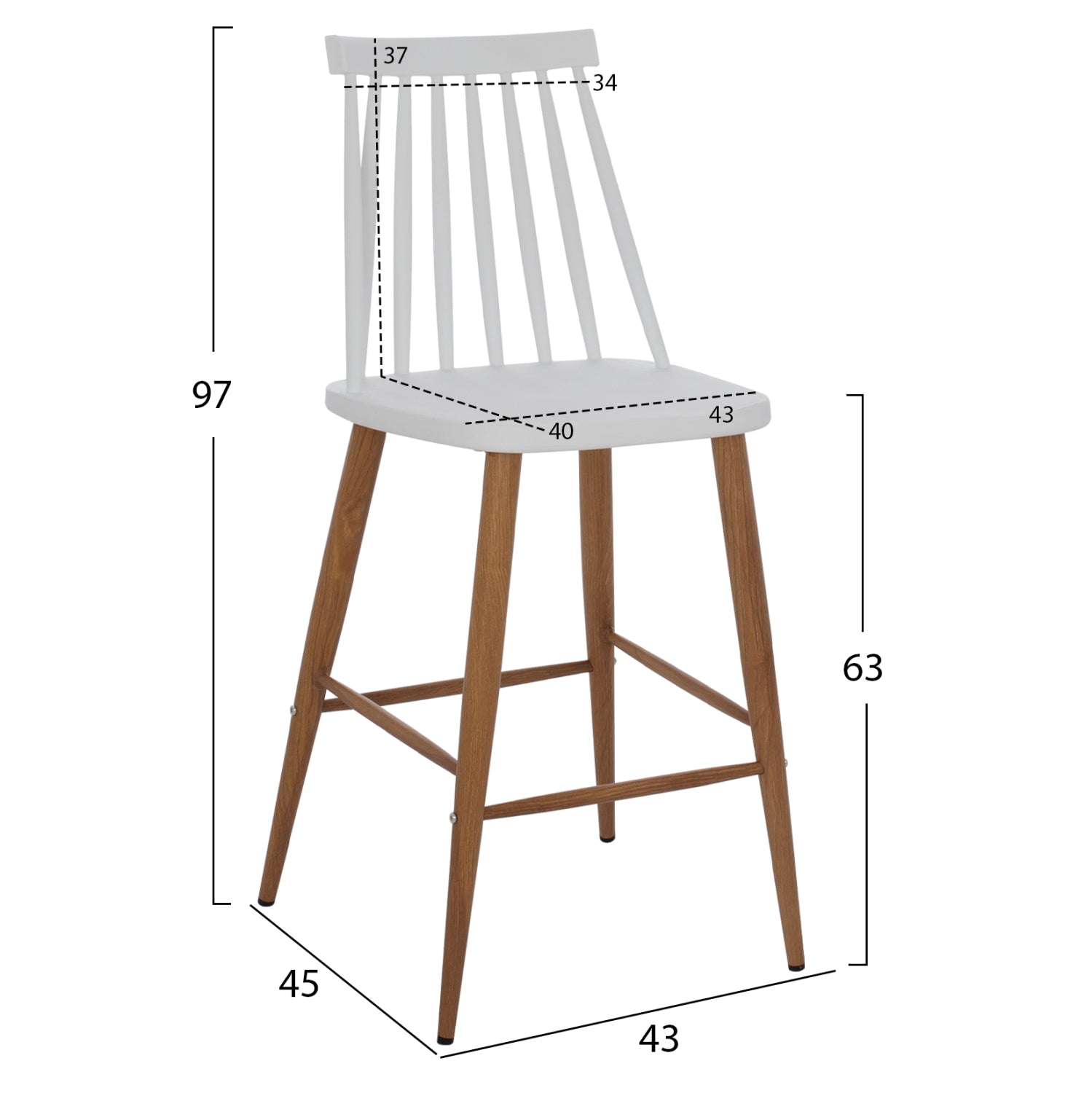 ΣΚΑΜΠΟ ΜΠΑΡ VANESSA HM9300.01 ΛΕΥΚΟ ΜΕΣΑΙΟΥ ΥΨΟΥΣ 43x45x97Υεκ. - Pakobazaar