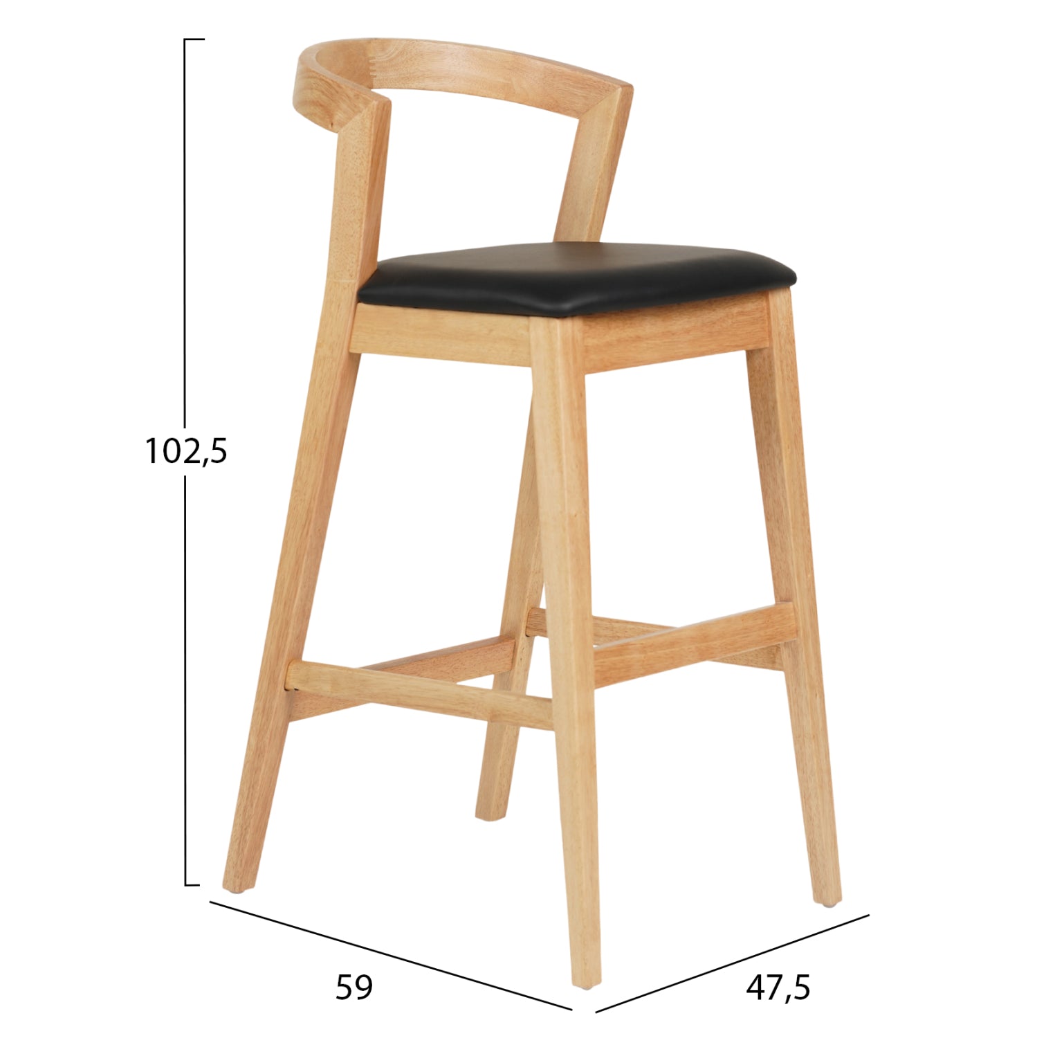 ΣΚΑΜΠΟ ΜΠΑΡ NAMI HM9952.01 RUBBERWOOD ΣΕ ΟΑΚ-ΜΑΥΡΟ PU 47,5x59x102,5Υεκ. - Pakobazaar