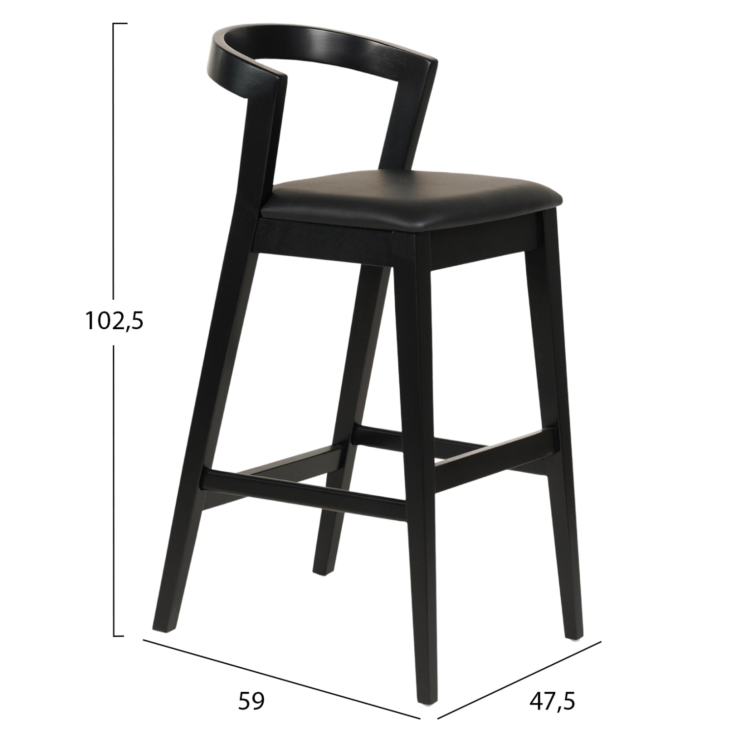 ΣΚΑΜΠΟ ΜΠΑΡ NAMI HM9952.02 RUBBERWOOD & PU-ΜΑΥΡΟ 47,5x59x102,5Υεκ. - Pakobazaar