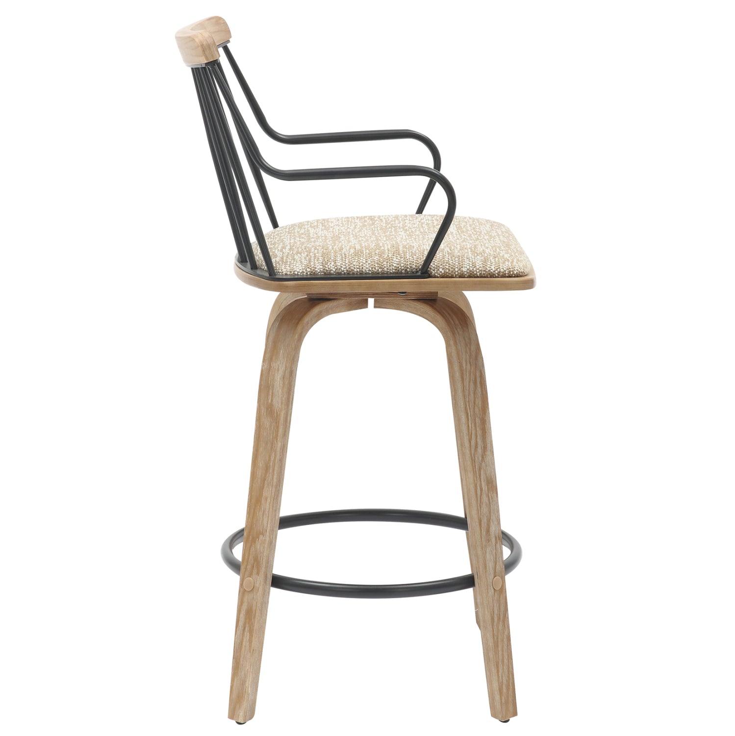 ΣΚΑΜΠΟ ΜΠΑΡ JUDI HM9985.01 WHITE WASH Κ.Π.-ΜΑΥΡΟ ΜΕΤΑΛΛΟ-ΜΠΕΖ ΥΦΑΣΜΑ 48x52x92Υεκ - Pakobazaar