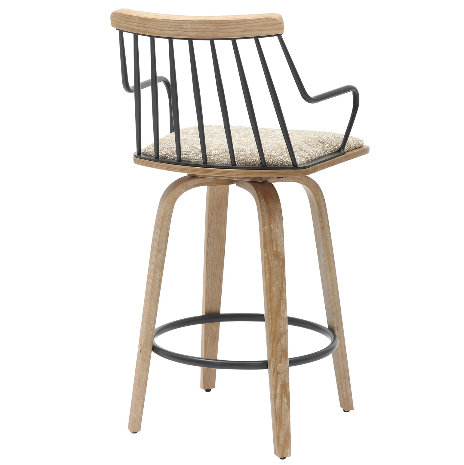 ΣΚΑΜΠΟ ΜΠΑΡ JUDI HM9985.01 WHITE WASH Κ.Π.-ΜΑΥΡΟ ΜΕΤΑΛΛΟ-ΜΠΕΖ ΥΦΑΣΜΑ 48x52x92Υεκ - Pakobazaar