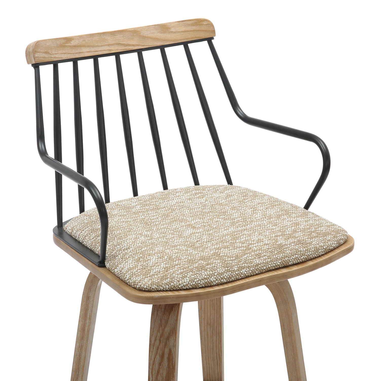ΣΚΑΜΠΟ ΜΠΑΡ JUDI HM9985.01 WHITE WASH Κ.Π.-ΜΑΥΡΟ ΜΕΤΑΛΛΟ-ΜΠΕΖ ΥΦΑΣΜΑ 48x52x92Υεκ - Pakobazaar