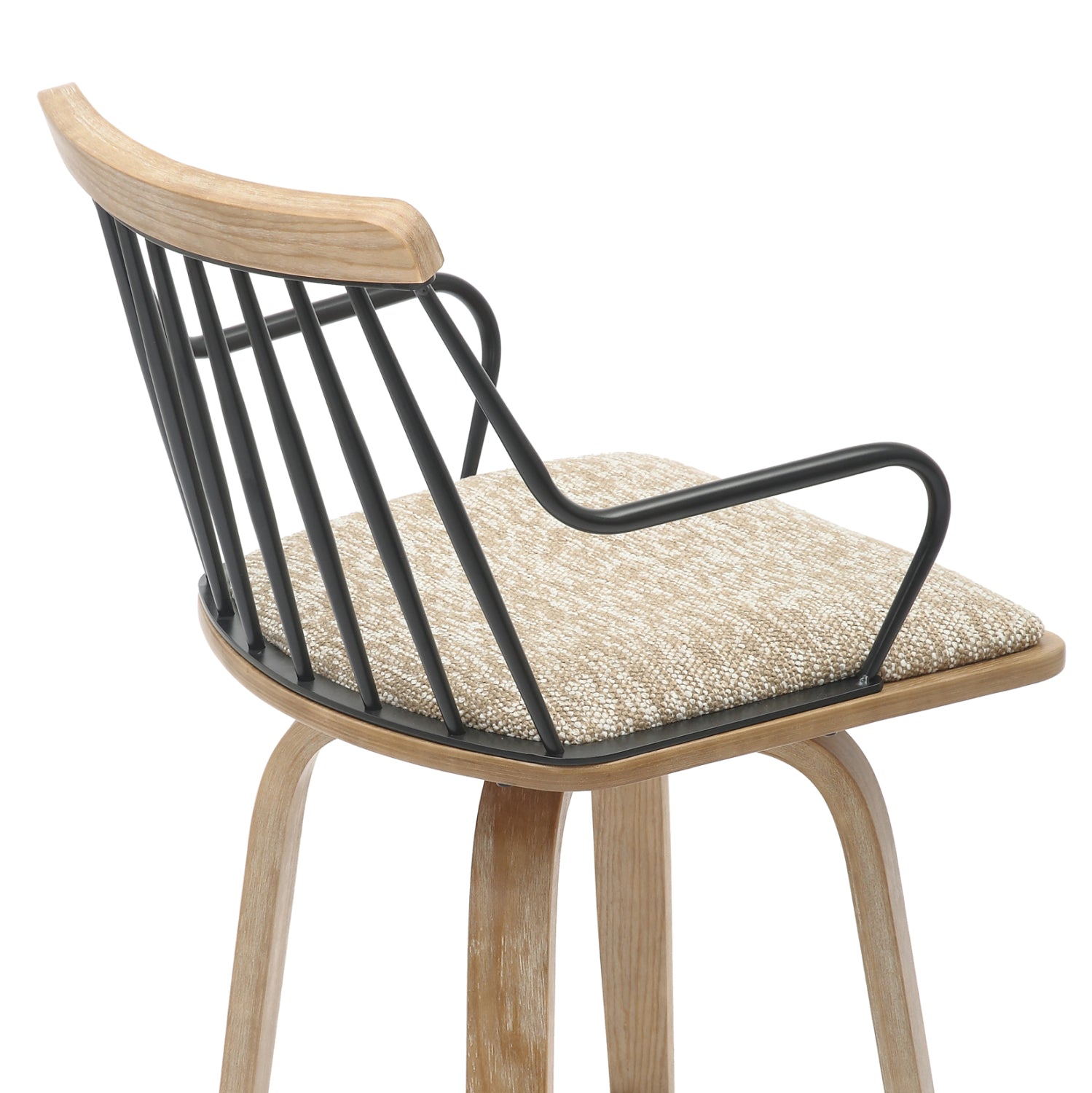 ΣΚΑΜΠΟ ΜΠΑΡ JUDI HM9985.01 WHITE WASH Κ.Π.-ΜΑΥΡΟ ΜΕΤΑΛΛΟ-ΜΠΕΖ ΥΦΑΣΜΑ 48x52x92Υεκ - Pakobazaar