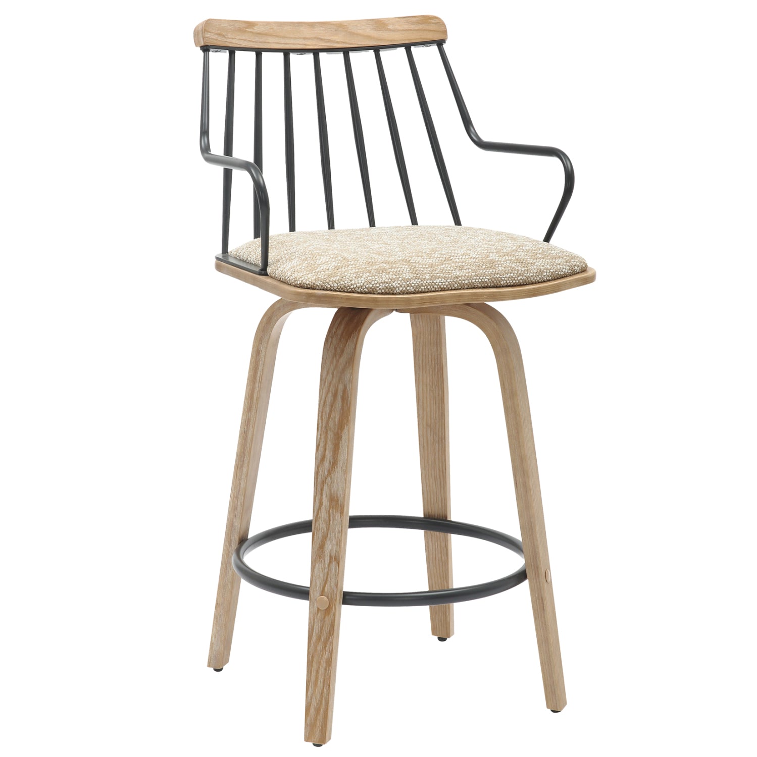 ΣΚΑΜΠΟ ΜΠΑΡ JUDI HM9985.01 WHITE WASH Κ.Π.-ΜΑΥΡΟ ΜΕΤΑΛΛΟ-ΜΠΕΖ ΥΦΑΣΜΑ 48x52x92Υεκ - Pakobazaar
