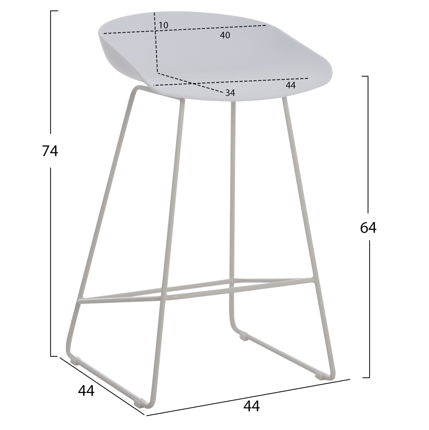 ΣΚΑΜΠΟ ΜΠΑΡ NAILA HM9299.01 ΛΕΥΚΟ ΜΕΣΑΙΟΥ ΥΨΟΥΣ 44x44x74Yεκ. - Pakobazaar