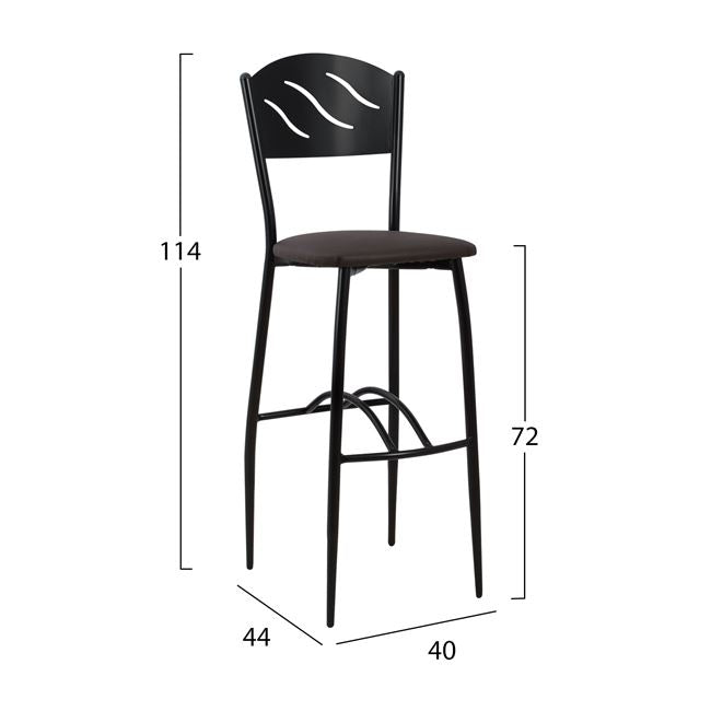 ΣΚΑΜΠΩ ΜΠΑΡ  ΜΑΥΡΟ ΜΕΤΑΛΛΙΚΟ ΚΥΜΑ ΜΕ PU ΚΑΦΕ 40x44x114 εκ - Pakobazaar