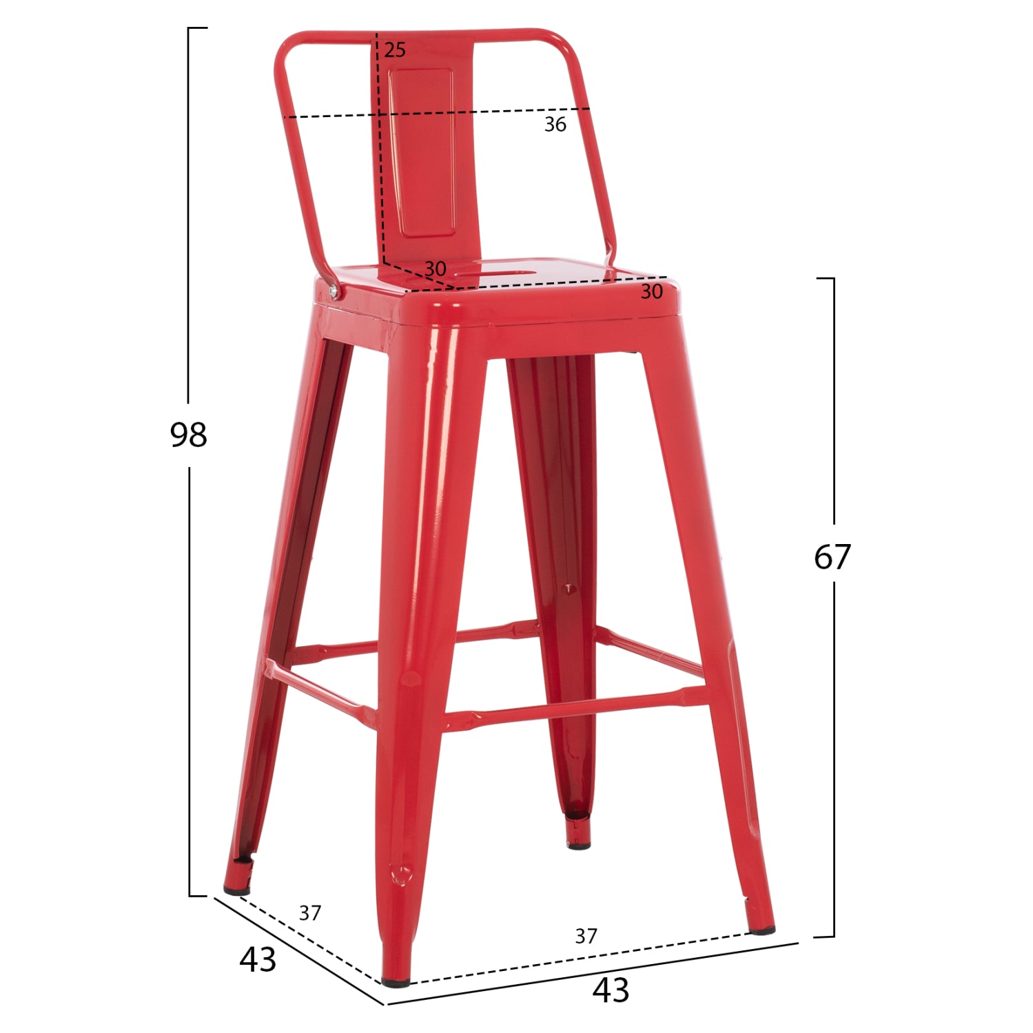 ΣΚΑΜΠΟ ΜΠΑΡ ΜΕΣΑΙΟΥ ΥΨΟΥΣ ΜΕΤΑΛΛΙΚΟ MELITA-PRO HM8574.44 ΚΟΚΚΙΝΟ 43x43x88Υεκ. - Pakobazaar