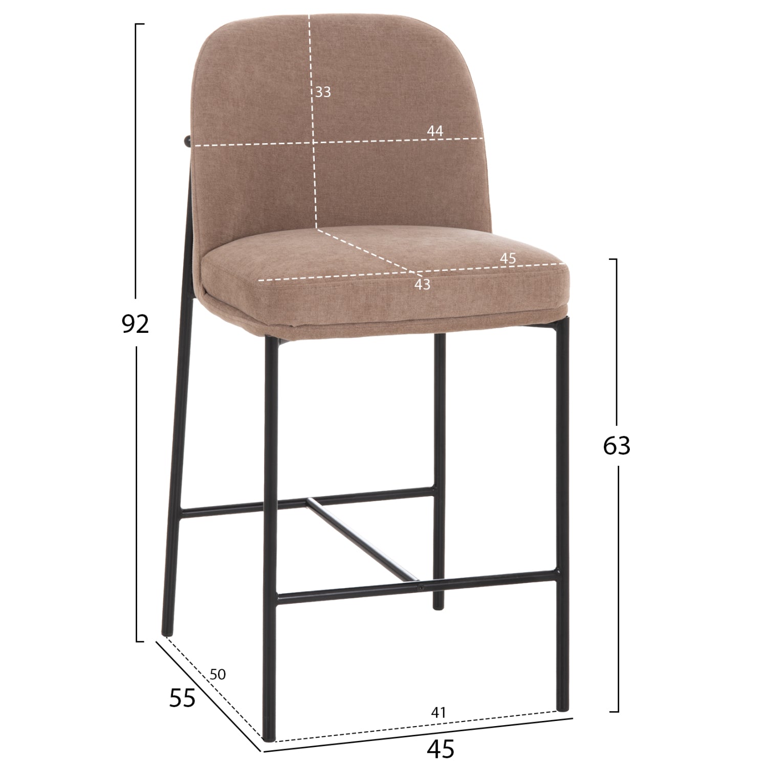ΣΚΑΜΠΟ ΜΠΑΡ ΜΕΣ.ΥΨΟΥΣ MANIDO HM18427.02 TAUPE ΥΦΑΣΜΑ-ΜΕΤΑΛ.ΜΑΥΡΟΣ ΣΚΕΛΕΤΟΣ 45x55x92Υεκ - Pakobazaar