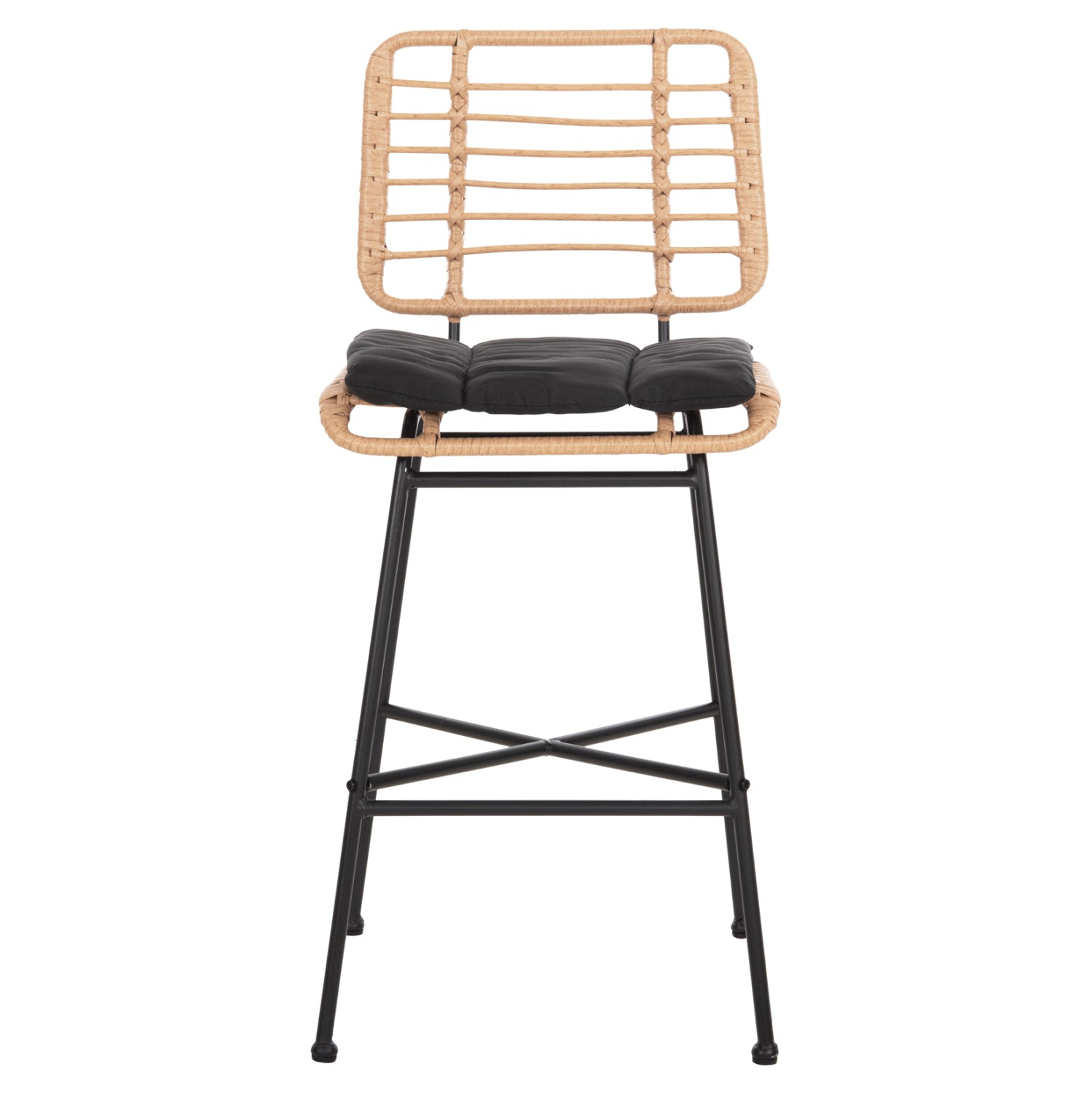 ΣΚΑΜΠΟ ΜΠΑΡ ΜΕΣ.ΥΨΟΥΣ ALLEGRA HM5709.11 ΜΕΤΑΛΛΟ&ΜΑΞΙΛΑΡΙ ΜΑΥΡΟ-WICKER ΜΠΕΖ 46x46x99Υεκ - Pakobazaar